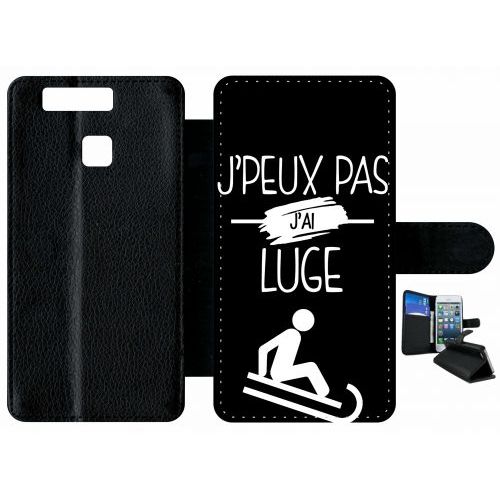 Etui À Rabat Huawei Ascend P9 - J Peux Pas J Ai Luge 2 - Simili-Cuir - Noir