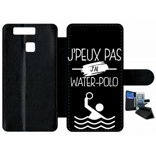 Etui À Rabat Huawei Ascend P9 - J Peux Pas J Ai Water Polo 2 - Simili-Cuir - Noir