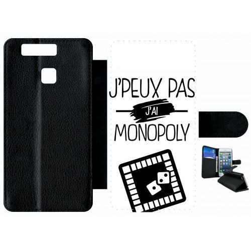Etui À Rabat Huawei Ascend P9 - J Peux Pas J Ai Monopoly 1 - Simili-Cuir - Noir