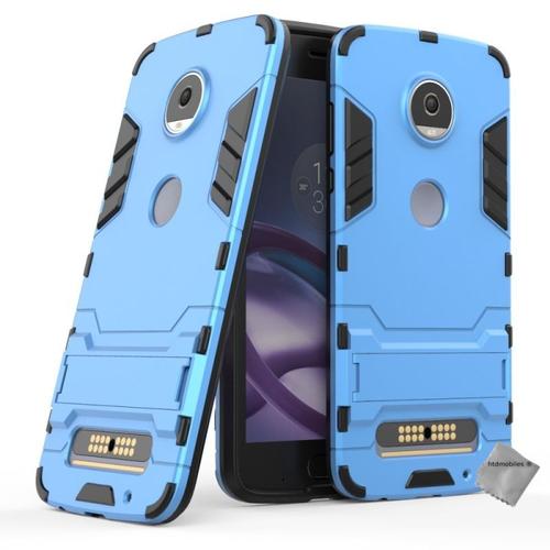 Housse Etui Coque Rigide Anti Choc Pour Motorola Moto Z2 Play + Film Ecran - Bleu Clair