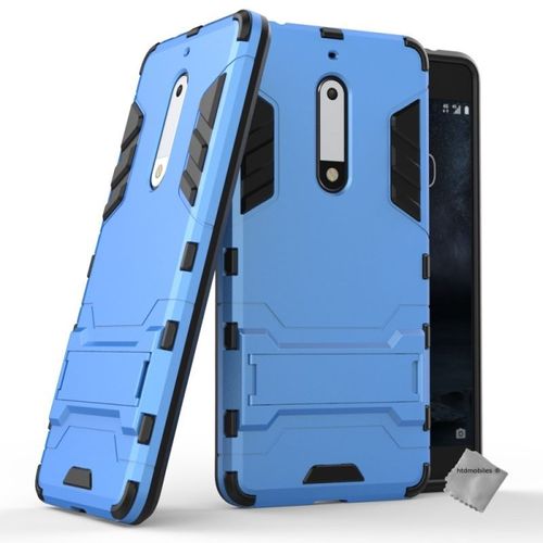Housse Etui Coque Rigide Anti Choc Pour Nokia 5 + Verre Trempe - Bleu Clair