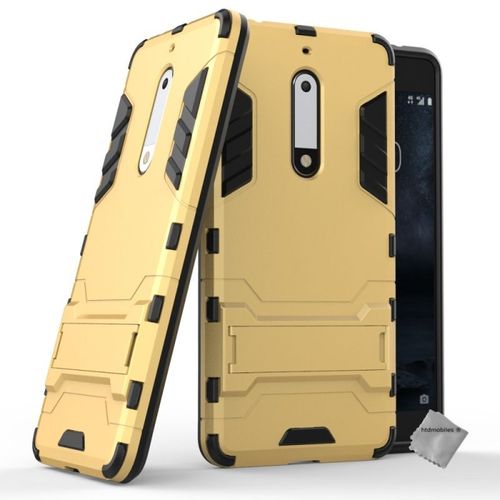 Housse Etui Coque Rigide Anti Choc Pour Nokia 5 + Verre Trempe - Or