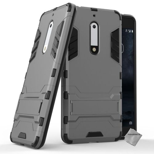 Housse Etui Coque Rigide Anti Choc Pour Nokia 5 + Verre Trempe - Gris
