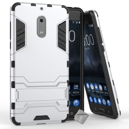 Housse Etui Coque Rigide Anti Choc Pour Nokia 6 + Film Ecran - Argent