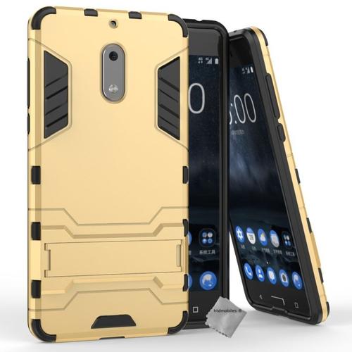 Housse Etui Coque Rigide Anti Choc Pour Nokia 6 + Verre Trempe - Or