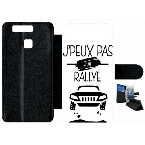 Etui À Rabat Huawei Ascend P9 - J Peux Pas J Ai Rallye 1 - Simili-Cuir - Noir