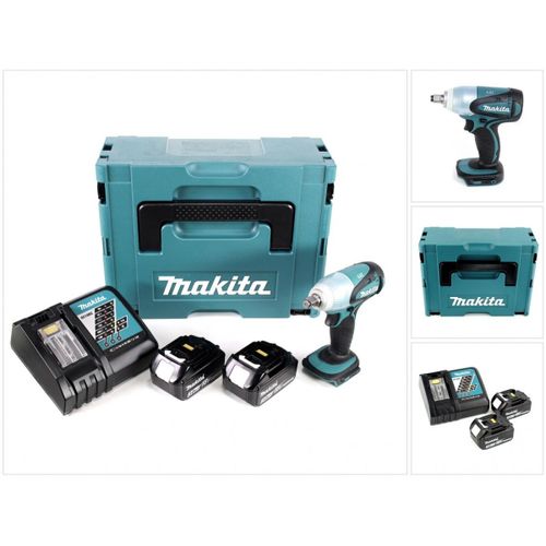 Makita DTW 251 RFJ 18V Boulonneuse à chocs sans fil 230 Nm avec boîtier Makpac + 2x Batteries BL 1830 3,0 Ah + Chargeur DC18RC