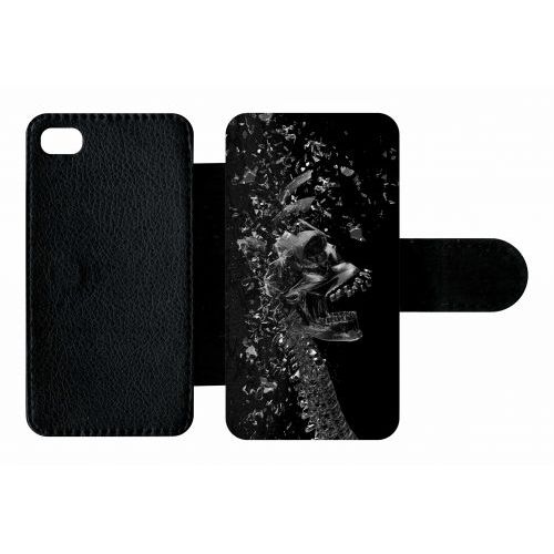 Etui A Rabat - Squelette Verre Bris - Compatible Avec Apple Iphone 4s - Plastique - Bord Noir