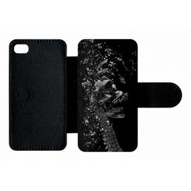 Etui A Rabat - Squelette Verre Bris - Compatible Avec Apple Iphone 4s - Plastique - Bord Noir