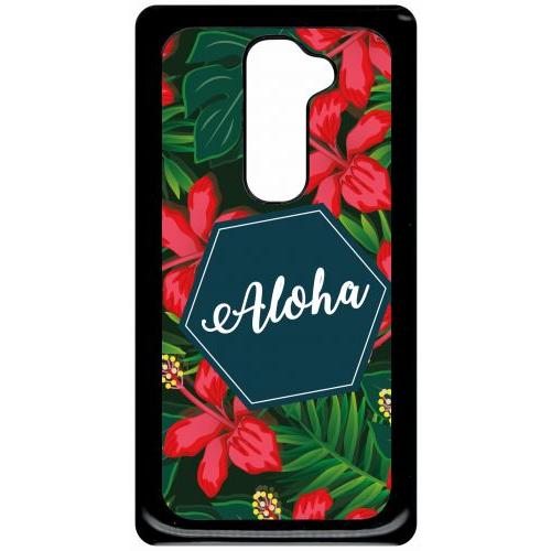 Coque Pour Smartphone - Aloha Tropical Fond Vert 2 - Compatible Avec Lg G2 - Plastique - Bord Noir