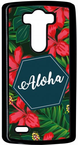 Coque Pour Smartphone - Aloha Tropical Fond Vert 2 - Compatible Avec Lg G3 - Plastique - Bord Noir