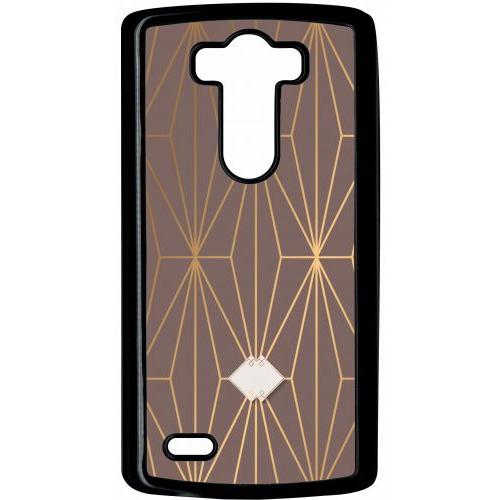 Coque Pour Smartphone - Losange Geometrique Beige Et Or - Compatible Avec Lg G3 - Plastique - Bord Noir