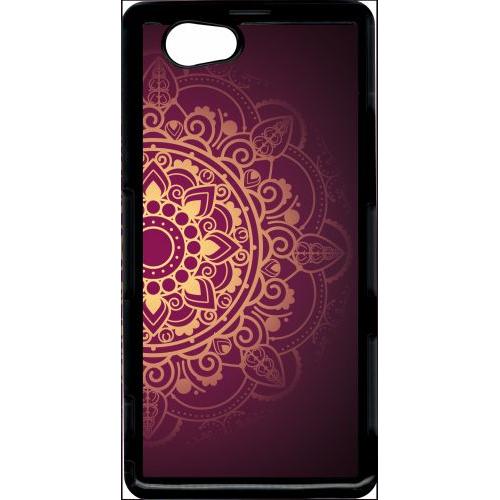 Coque Xperia Z1 Compact - Oriental Fond Mauve Et Or - Noir