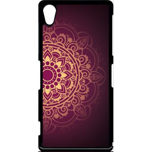 Coque Xperia Z2 - Oriental Fond Mauve Et Or - Noir