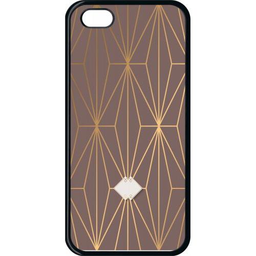 Coque Pour Smartphone - Losange Geometrique Beige Et Or - Compatible Avec Apple Iphone 5c - Plastique - Bord Noir