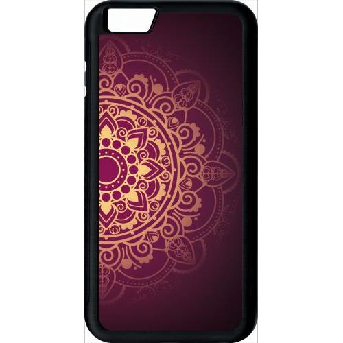 Coque Pour Smartphone - Oriental Fond Mauve Et Or - Compatible Avec Apple Iphone 6s Plus - Plastique - Bord Noir