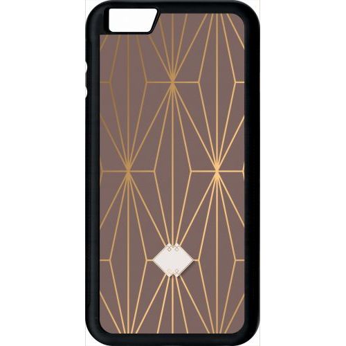 Coque Pour Smartphone - Losange Geometrique Beige Et Or - Compatible Avec Apple Iphone 6 Plus - Plastique - Bord Noir