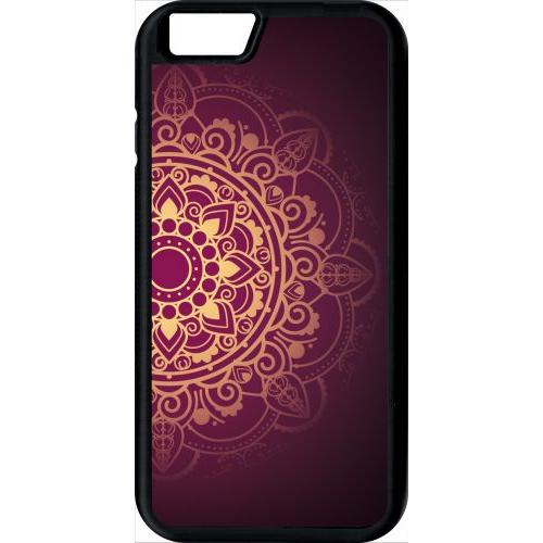 Coque Pour Iphone 6s - Oriental Fond Mauve Et Or - Noir