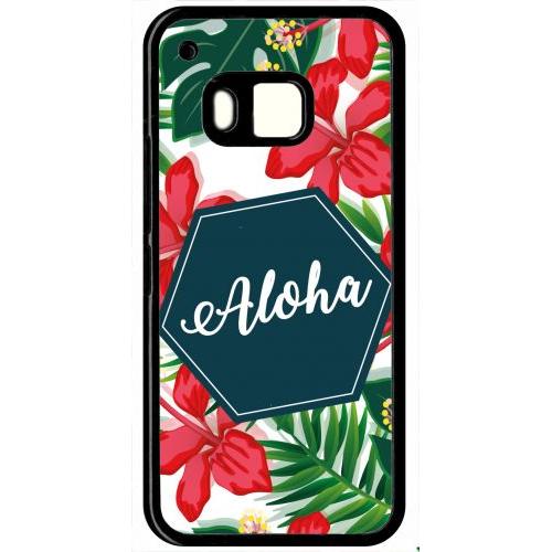 Coque Pour Smartphone - Aloha Tropical Fond Blanc 2 - Compatible Avec Htc One M9 - Plastique - Bord Noir