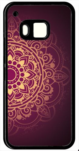 Coque Pour Smartphone - Oriental Fond Mauve Et Or - Compatible Avec Htc One M9 - Plastique - Bord Noir