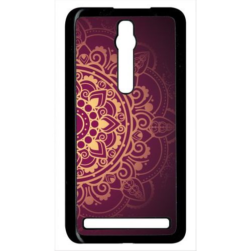 Coque Pour Smartphone - Oriental Fond Mauve Et Or - Compatible Avec Asus Zenfone 2 Ze551ml - Plastique - Bord Noir