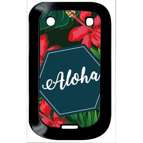 Coque Pour Smartphone - Aloha Tropical Fond Vert 2 - Compatible Avec Blackberry Bold Touch 9900 - Plastique - Bord Noir