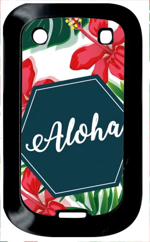 Coque Pour Smartphone - Aloha Tropical Fond Blanc 2 - Compatible Avec Blackberry Bold Touch 9900 - Plastique - Bord Noir