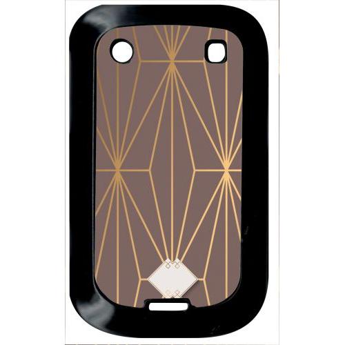 Coque Pour Smartphone - Losange Geometrique Beige Et Or - Compatible Avec Blackberry Bold Touch 9900 - Plastique - Bord Noir