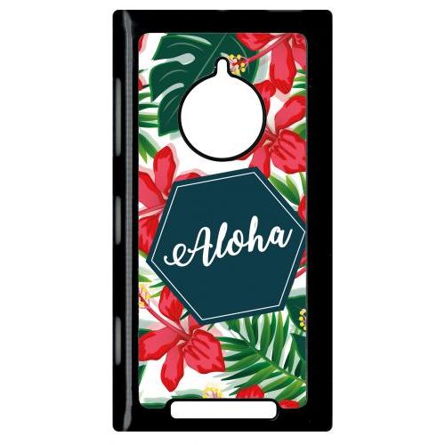 Coque Pour Smartphone - Aloha Tropical Fond Blanc 2 - Compatible Avec Nokia Lumia 830 - Plastique - Bord Noir