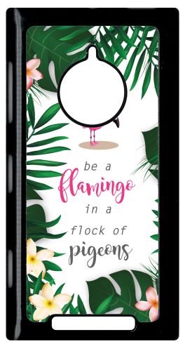 Coque Pour Smartphone - Etre Un Flamant Rose Dans Un Troupeau De Pigeons Fond Blanc 2 - Compatible Avec Nokia Lumia 830 - Plastique - Bord Noir