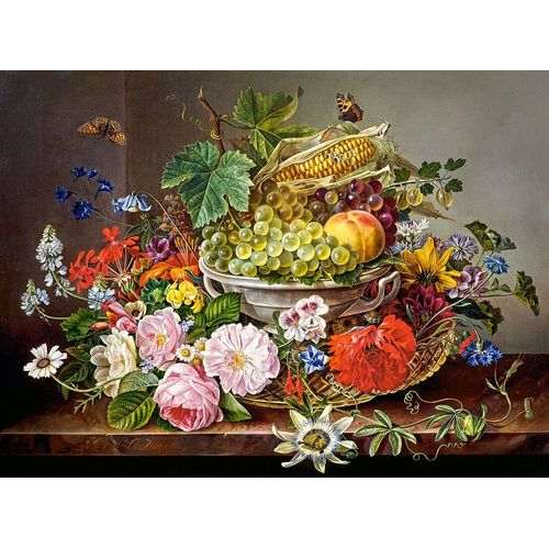 Puzzle 2000 Pièces Still Life With Flowers And Fruit Basket