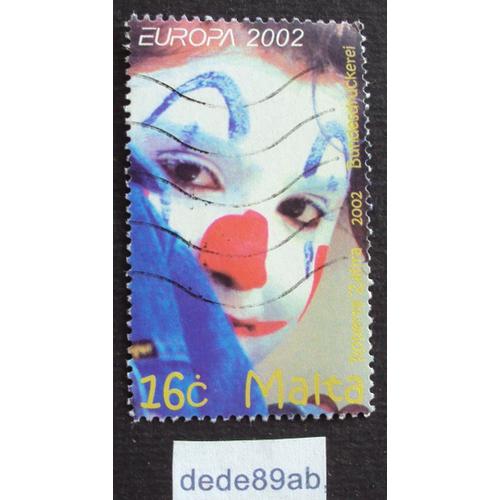 Malte..  16c Malta - Europa 2002 - Tête De Clown . Oblitéré Used Stamp.