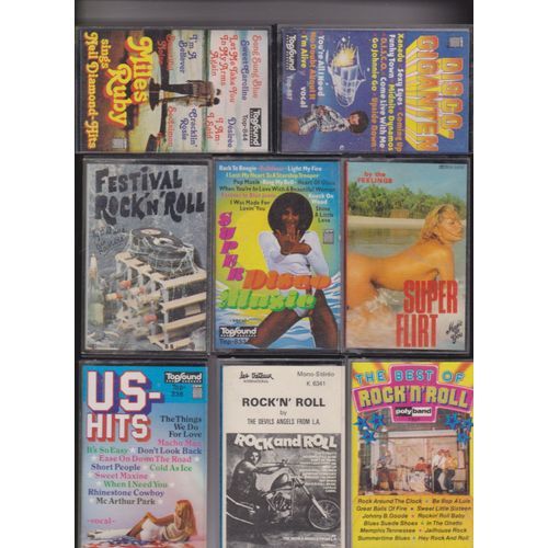 8 Cassettes Audios Cover : Disco-Giganten - Neil Diamond Hits - Super Flirt - Super Disco Music - Festival Rock - Best Of Rock'n' Roll  - Rock N'roll - Us-Hits   