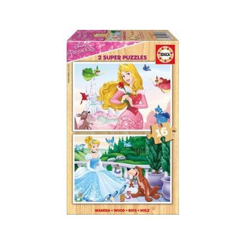Puzzle Disney En Bois Les Princesses Aurore Et Cendrillon - 2 X 16 Pieces - Educa - Puzzle Enfant
