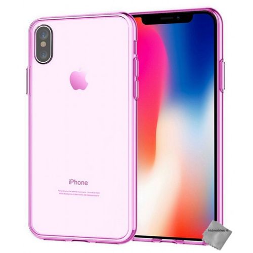 Housse Etui Coque Pochette Silicone Gel Fine Pour Apple Iphone X + Film Ecran - Rose