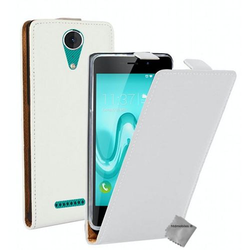 Housse Etui Coque Pochette Pu Cuir Fine Pour Wiko Tommy 2 + Film Ecran - Blanc