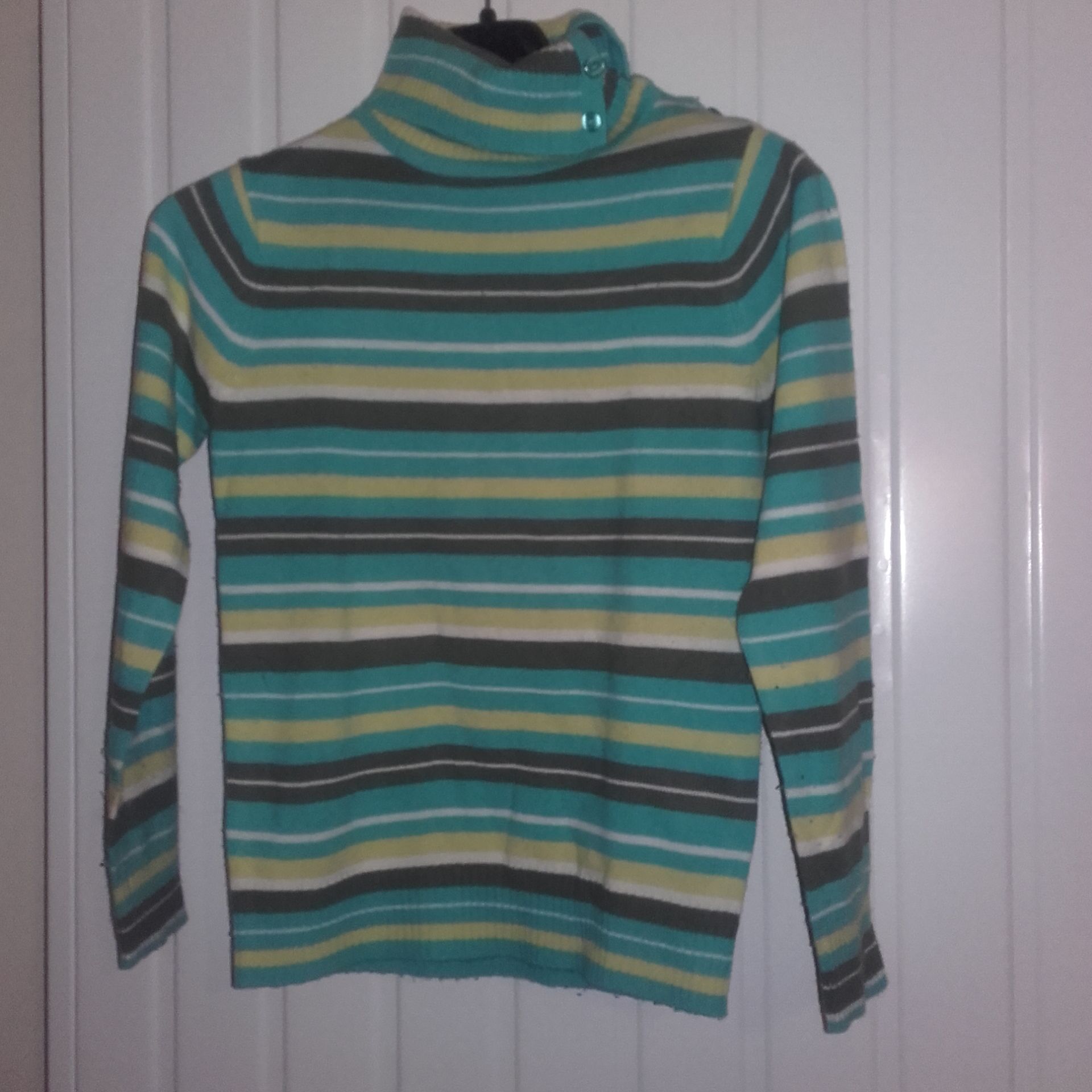Pull Kiabi Acrylique Fille 6 Ans Turquoise Avec Rayures