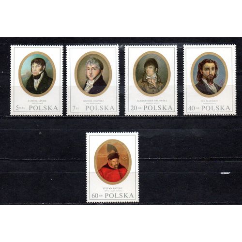 Pologne- Lot De 5 Timbres Neufs- Miniatures- Linde, Oginski, Orlowski, Matejko, Batory
