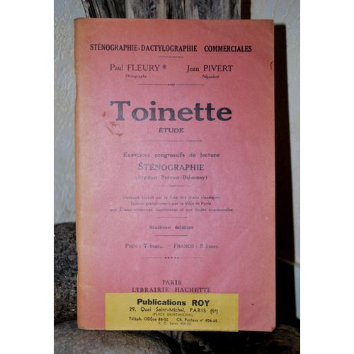 Toinette Etude - Exercices Progressifs De Lecture Sténographie 