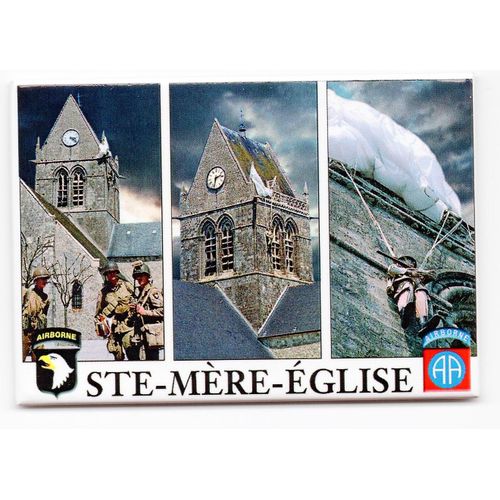 Ww2 - Magnet - Sainte-Mère-Eglise  3 Vues + Insignes Airbornes