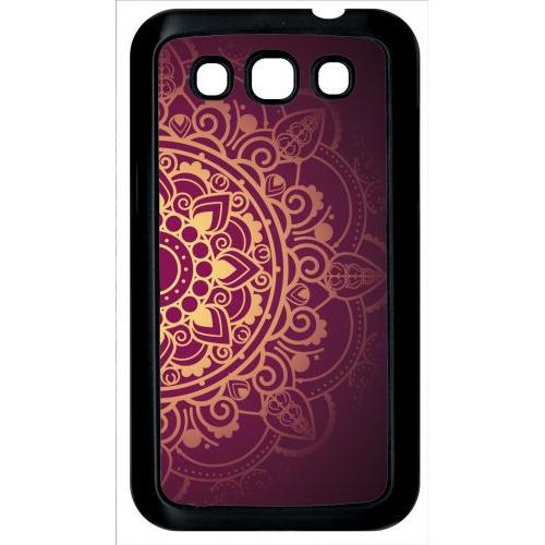 Coque Pour Smartphone - Oriental Fond Mauve Et Or - Compatible Avec Samsung Galaxy Win I8550 - Plastique - Bord Noir