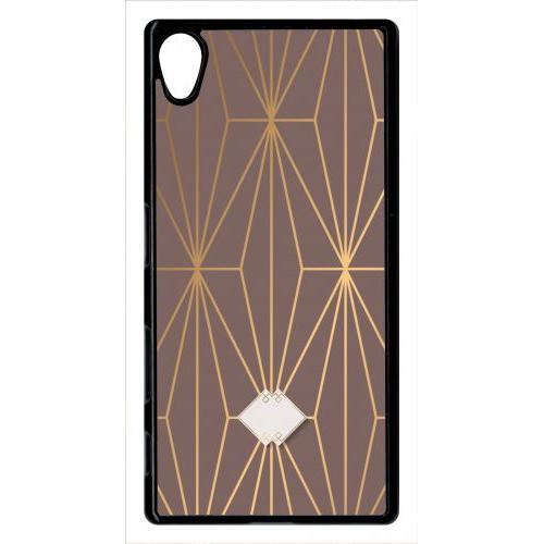 Coque Xperia Z5 - Losange Geometrique Beige Et Or - Noir