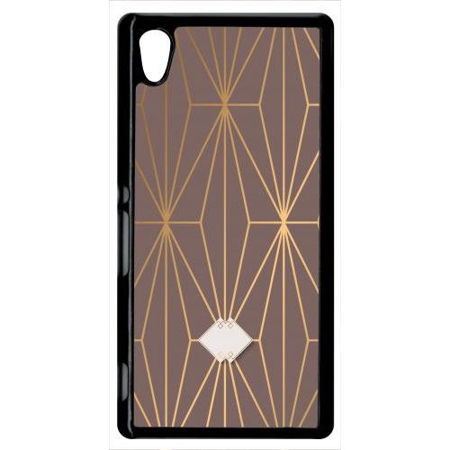 Coque Xperia M4 Aqua - Losange Geometrique Beige Et Or - Noir