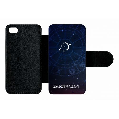 Etui A Rabat - Signe Astrologique Sagittaire - Compatible Avec Apple Iphone 4s - Plastique - Bord Noir