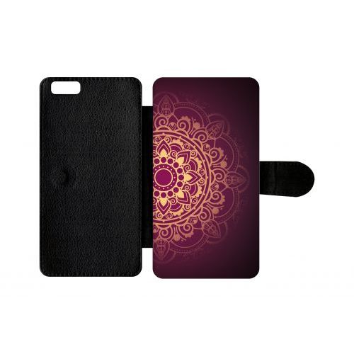 Etui A Rabat - Oriental Fond Mauve Et Or - Compatible Avec Apple Iphone 6s Plus - Plastique - Bord Noir