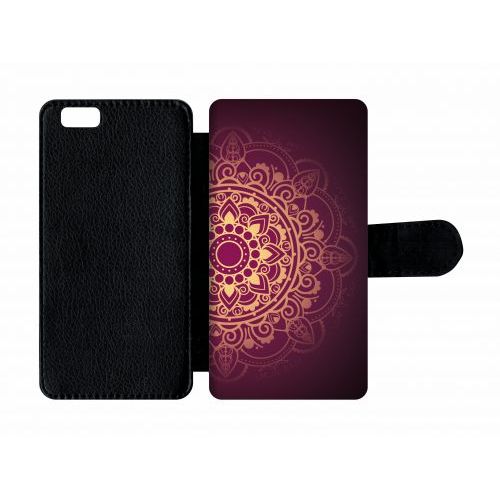 Etui A Rabat - Oriental Fond Mauve Et Or - Compatible Avec Apple Iphone 6s - Plastique - Bord Noir