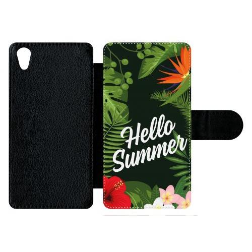 Etui À Rabat Xperia Z5 - Hello Summer Tropical Fond Vert 2 - Simili-Cuir - Noir