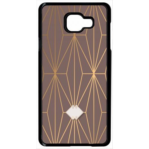 Coque Pour Smartphone - Losange Geometrique Beige Et Or - Compatible Avec Samsung Galaxy A7 (2016) - Plastique - Bord Noir