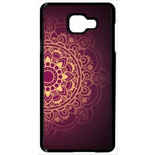 Coque Pour Smartphone - Oriental Fond Mauve Et Or - Compatible Avec Samsung Galaxy A7 (2016) - Plastique - Bord Noir