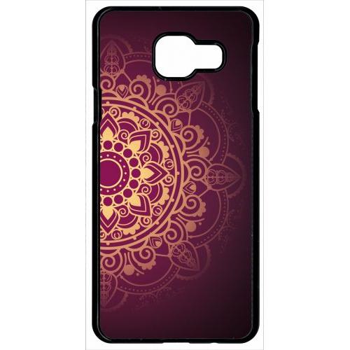 Coque Pour Smartphone - Oriental Fond Mauve Et Or - Compatible Avec Samsung Galaxy A9 (2016) - Plastique - Bord Noir